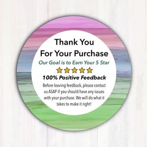 100 Thank You for Your Purchase Review Stickers Labels 2” Round